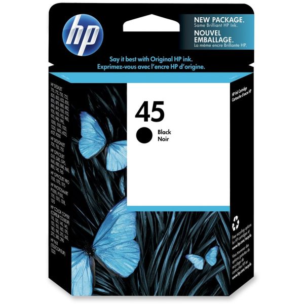 HP 45 51645A Black Ink Cartridge | OEM Ink, Standard Yield — 51645A#140