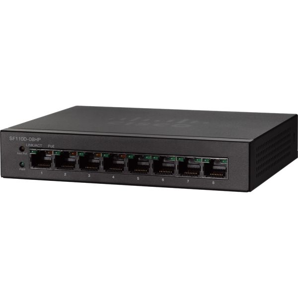 Cisco SF110D-08HP-NA-RF 8-Port PoE Switch | Desktop, Refurbished — SF110D-08HP-NA-RF