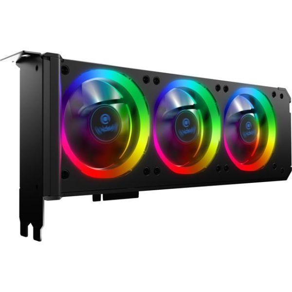 Anidees Graphic Card Cooler 3 x 80mm PWM Fan, Support ASUS Aura SYNC/MSI Mystic Sync/ASROCK Aura RGB/GIGABYTE RGB Fusion (5V 3-Pin Addressable Headers ONLY) PCI Mount Bracket with Remote - AI-GP-CL