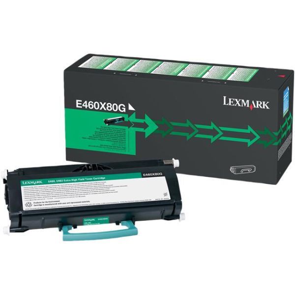Lexmark E460X80G Extra High Yield Toner Cartridge - Black