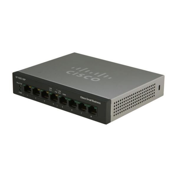Cisco Small Business 100 Series SF100D-08P-NA 8-Port PoE Desktop Switch
