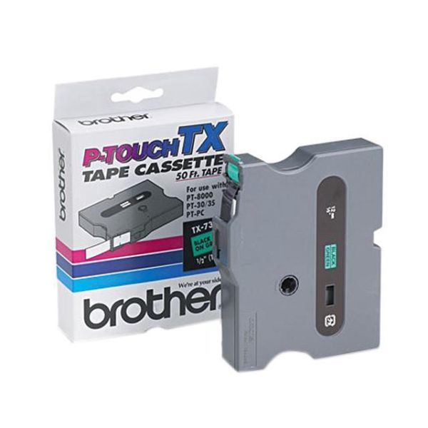 Brother TX7311 TX Tape Cartridge for PT-8000, PT-PC, PT-30/35, 1/2w, Black on Green - Newegg.com