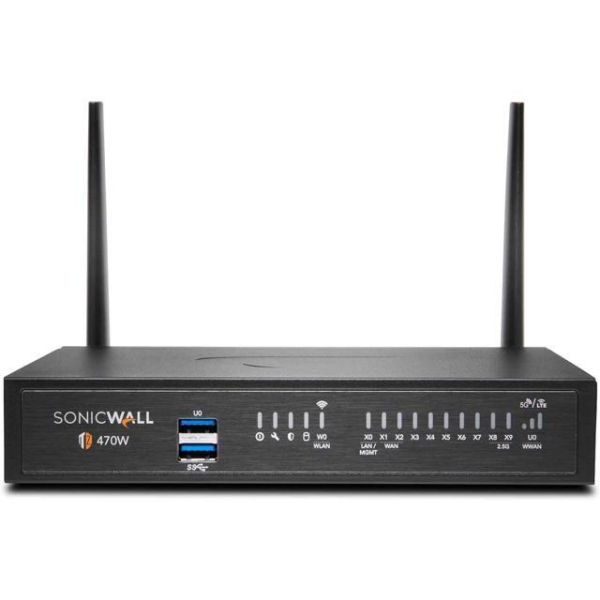 SonicWall TZ470W Network Security/Firewall Appliance - Intrusion Prevention - 8 Port - 1000Base-T - 2.5 Gigabit Ethernet - 448 MB/s Firewall Throughput - Wireless LAN IEEE 802.11ac -Model 03-SSC-0740