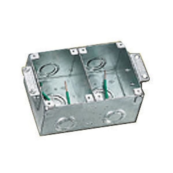 B2482 Stamped Steel 2-Gang Rectangular Wooden Floor Box