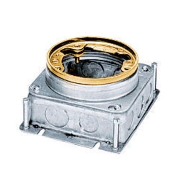 B2527 Stamped Steel Flush Round Single Service Metal Concrete Floor Box with Brass Collar