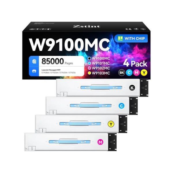 W9100MC W9101MC W9102MC W9103MC Toner Cartridge Set 4-Pack High Yield Replacement Compatible with Color LaserJet Managed MFP E77428dn E77422dn E77422dv E77422a Printer Ink Black Cyan Magenta Yellow