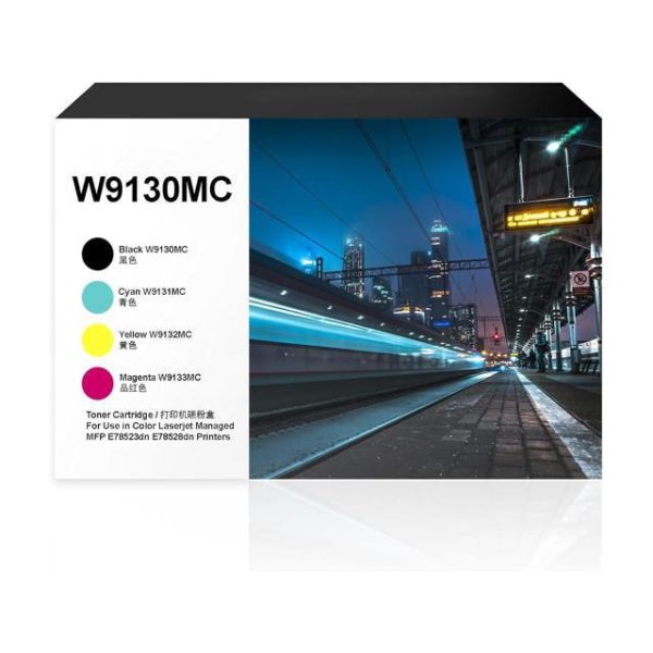 W9130MC Toner Cartridge 4-Pack for HP Color LaserJet Managed MFP E78523dn E78528dn E78523 E78528 Compatible Replacement W9130MC W9131MC W9133MC W9132MC (BK/C/M/Y)