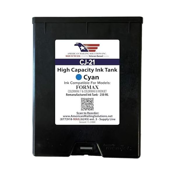| CJ-21 Memjet Cyan Ink Tank (250ml) Replacement High-Yield Water Dye Ink for Mach 5