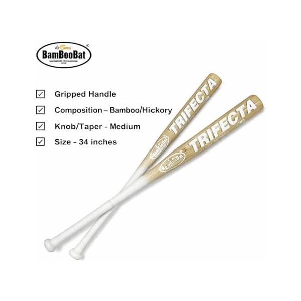BAMBOOBAT Adult White Handle/Brown Barrel Trifecta Softball 1 Year Warranty (TRI-HWBG-34-30SB)