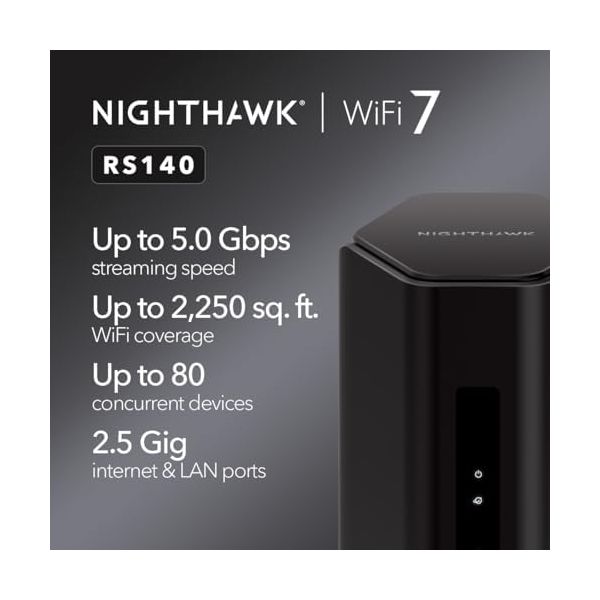 NETGEAR Nighthawk Dual-Band WiFi 7 Router (RS140) - Router Only