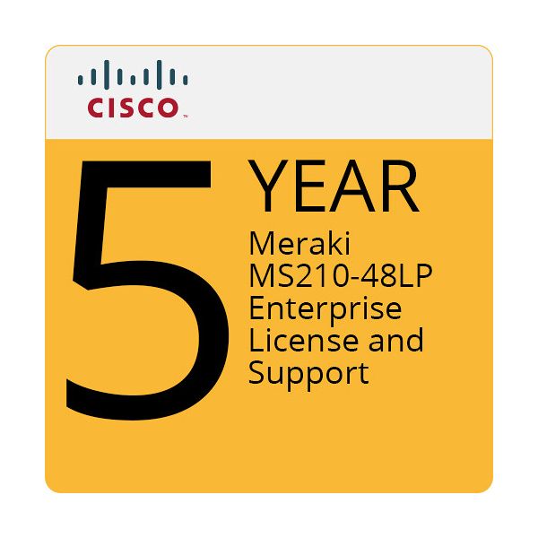 Cisco Meraki MS210-48LP 5-Year Enterprise License & Support | Cloud — LIC-MS210-48LP-5YR