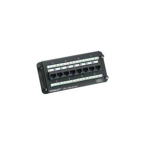 Hubbell Wiring NSODM8 NETSELECT 8-Port Data Module Category 5e Cable Plug-In Connection 18 Gauge Steel or Plastic Powder Coat Black
