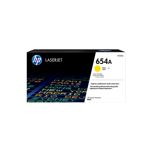 HP 654A Yellow Original LaserJet Toner Cartridge (CF332A)
