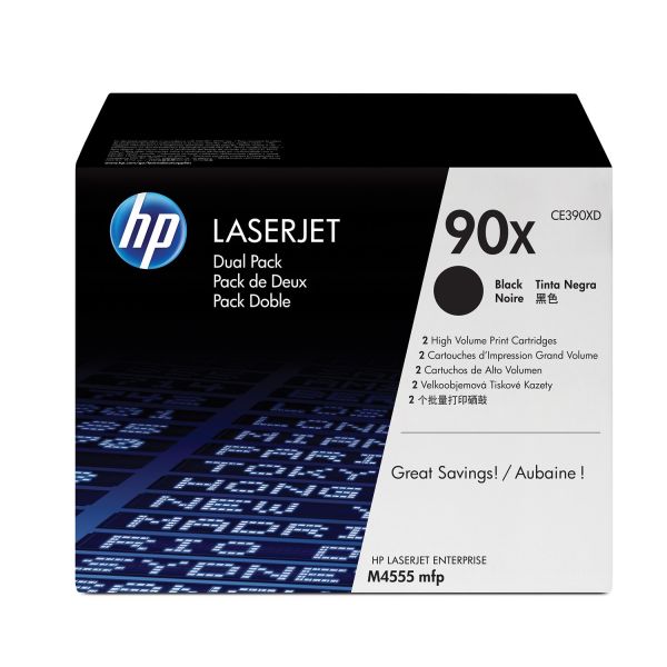 HP 90X 2-pack High Yield Black Original LaserJet Toner Cartridges (CE390XD)