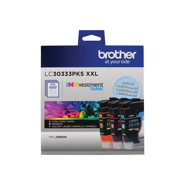 BROTHER LC30333PKS SUPER HIGH YIELD INK CARTRIDGE 3 PACK (1 EA. CYAN, MAGENTA, Y