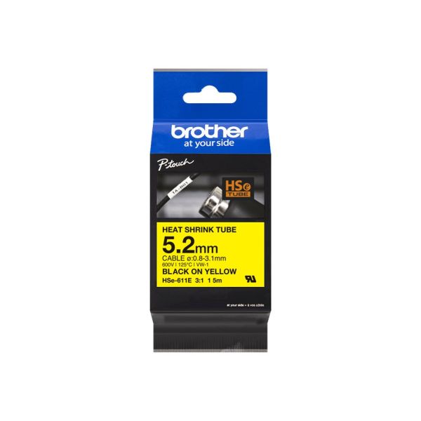 Brother HSe-611E - Black on yellow