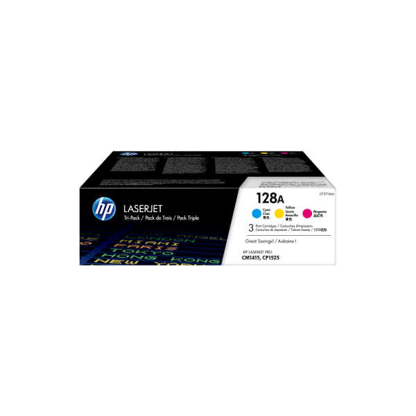 HP 128A 3-pack Cyan/Magenta/Yellow Original LaserJet Toner Cartridges (CF371AM)