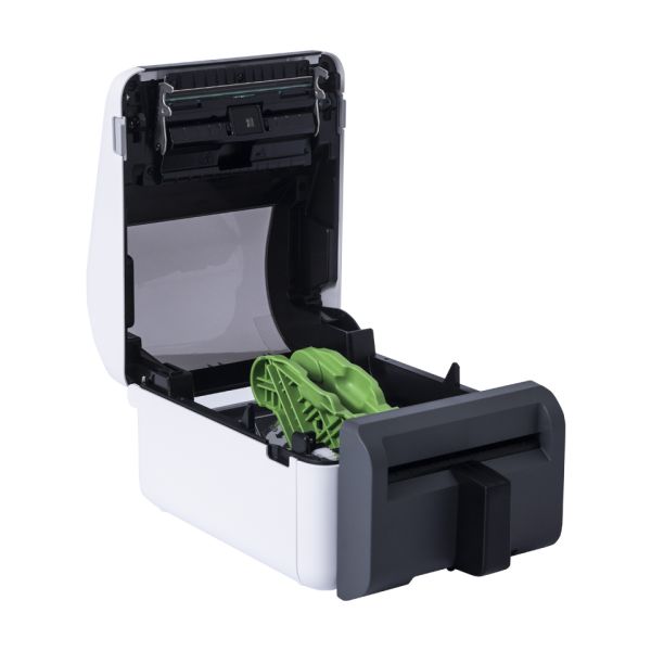 4.3IN DESKTOP LINERLESS PRINTER WITH CUTTER, DT, 203DPI, 8IPS, LAN/ USB/ SER, 2Y