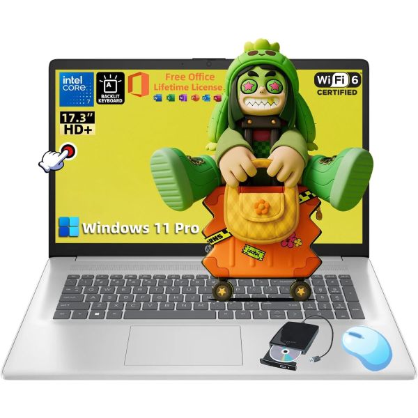 HP Flagship 17 Touchscreen Laptop Business - 17.3-inch HD+ Display • Intel Core 7-150U CPU • Ms Office • Backlit Keyboard • Numeric keypad • Copilot • Win 11 pro & DVD Drive (64GB RAM | 4TB SSD)