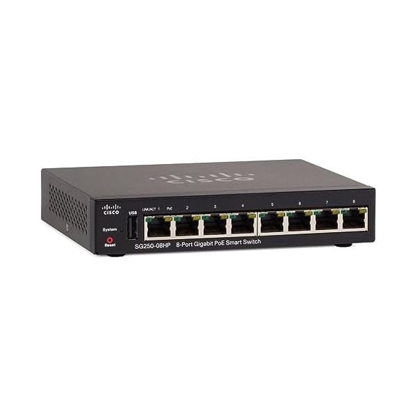 Cisco Refresh SG250-08HP 8-Port GB PoE Smart Switch (SG250-08HP-K9NA-RF) Remanufactured - SG250-08HP-K9EU-RF-1780908898