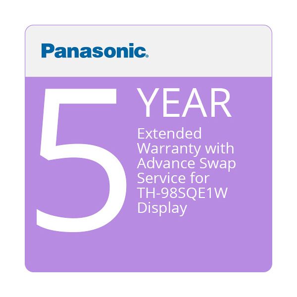 Panasonic Flat Panel Extended Warranty TH-98SQE1W — 5 Years, Advanced Swap | Advanced Swap, Onsite — TH-SVCXW98SQEY45