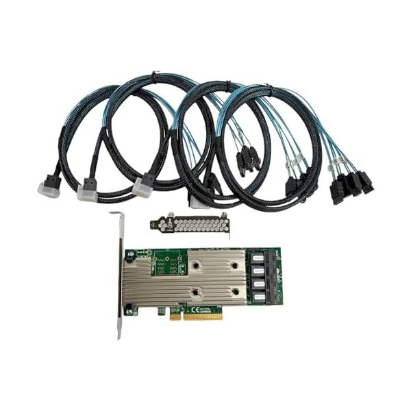 SAS9305-16i SATA SAS 16 Port HBA 12Gbs RAID Controller Card Host Bus Adapter PCIe 3.0 x8 IT-Mode 05-25703-00 Card (9305-16i)+4 * 8643 SATA Cable