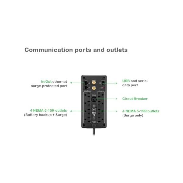 BX850M - APC BACK-UPS 850, COMPACT TOWER, 850VA, 120V, AVR, LCD, 4 NEMA 5-15R,4