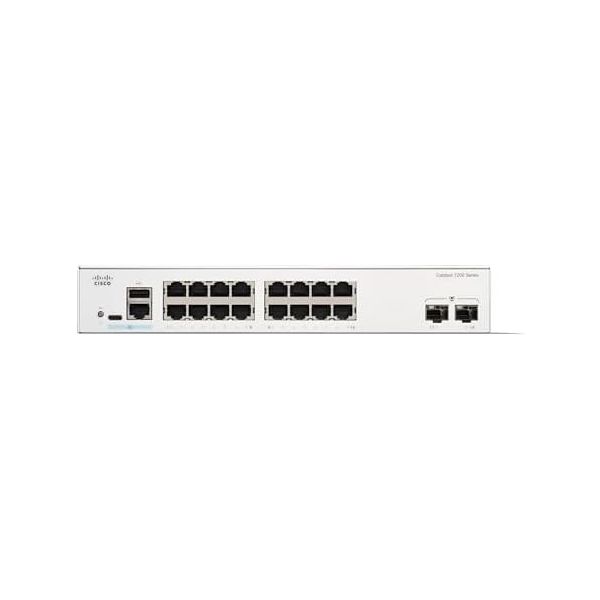 Cisco C1200-16T-2G Catalyst 1200 16-Port Gig 2 Exp Slot SFP Managed Network Switch [Non PoE] (Renewed)