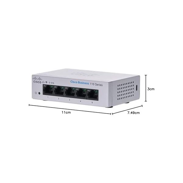 Cisco Business CBS110-5T-D Unmanaged Switch | 5 Port GE | Desktop | Ext PS | Limited Lifetime Protection (CBS110-5T-D-NA)