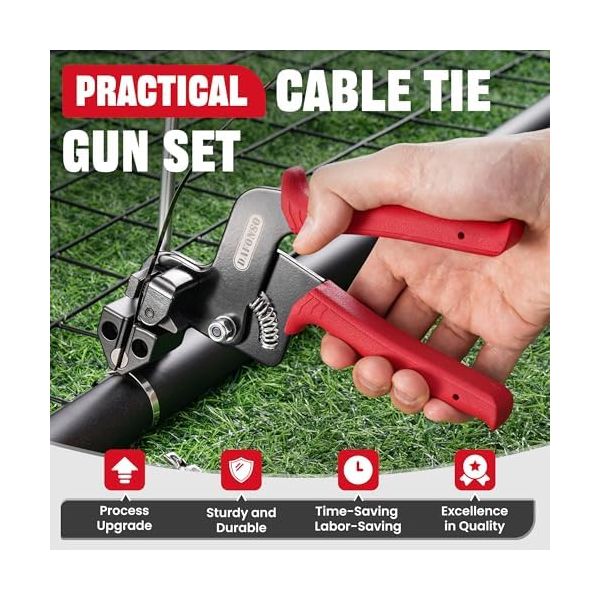 Stainless Steel Cable Tie Gun Kit-100PCS 11.8 inches 304 Heavy Duty Metal Zip Ties, 200LBS Tensile Strength & UV Resistant-for Fence, Exhaust Pipe, Chicken Coop & Industrial Use