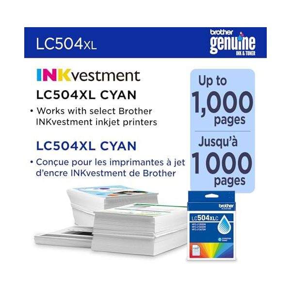 BROTHER GENUINE LC504XLC HIGH YIELD CYAN INK CARTRIDGE