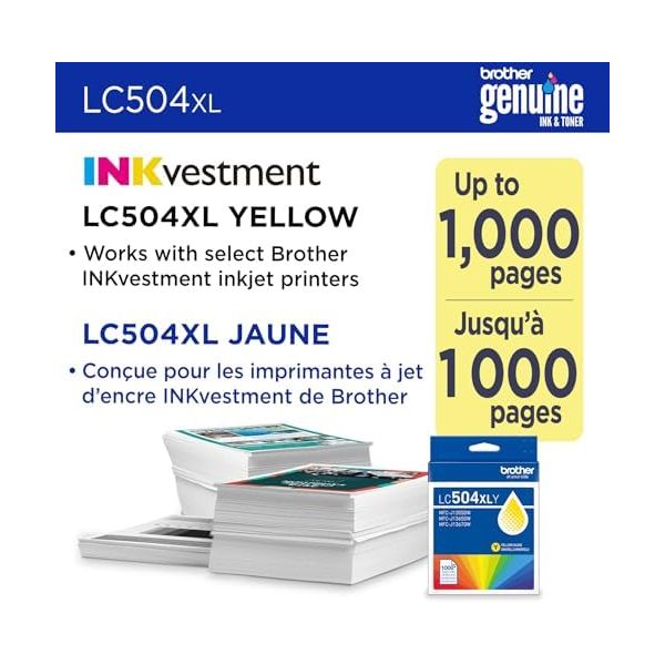 BROTHER GENUINE LC504XLY HIGH YIELD YELLOW INK CARTRIDGE