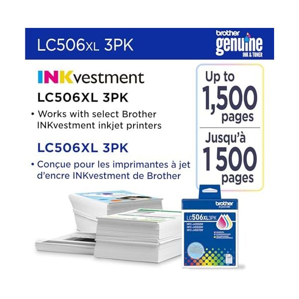 BROTHER GENUINE LC506XL3PK 3-PACK HIGH YIELD CYAN