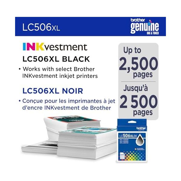BROTHER GENUINE LC506XLBK HIGH YIELD BLACK INK CARTRIDGE