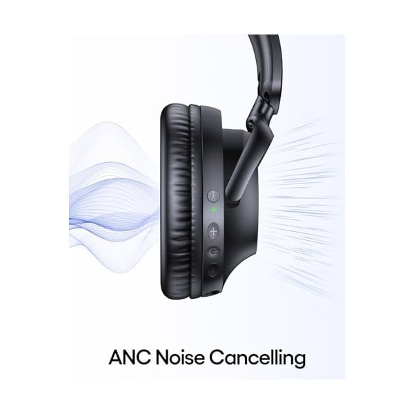 TAGRY Hybrid Active Noise Cancelling Bluetooth Headphones 100H Playtime Wireless Over Ear Headphone with Fast Charging Hi-Res Audio Headsets Comfort Earcups for Commute Travel Office Phone PC Black