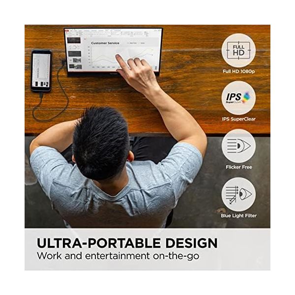 15.6In Portable Touch Disp With Fhd 1080P 2Way Power With Us