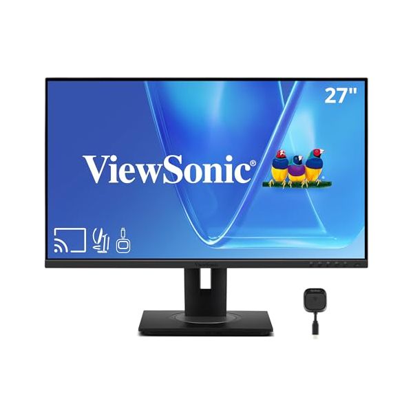 ViewSonic VG2748N 27 Inch 1080p IPS Ergonomic Wireless Casting Monitor with Built-in Wi-Fi