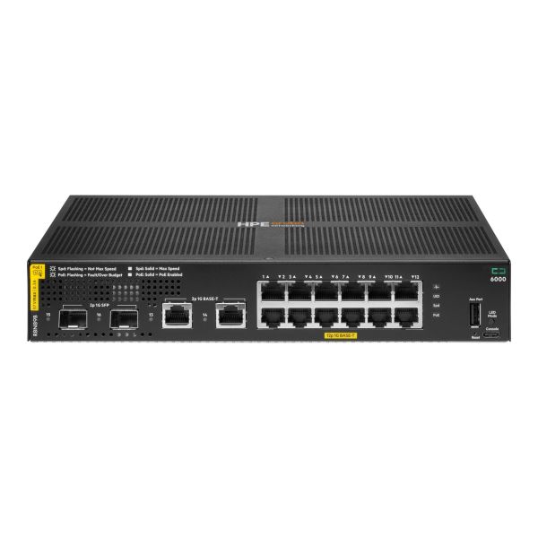 HPE Aruba Networking CX 6000 12p 10M/100M/1G Class4 PoE 2p SFP 1G 139W Switch - switch - 12 ports - managed - - R8N89B#ABA