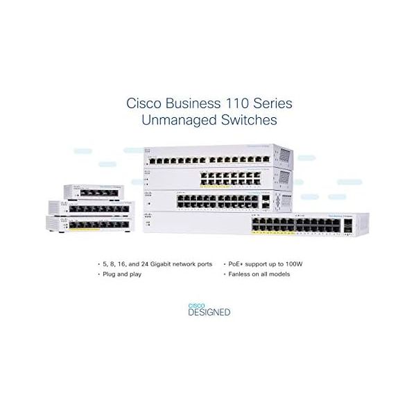 Cisco Business CBS110-16PP-D Unmanaged Switch | 16 Port GE | Partial PoE | Limited Lifetime Protection