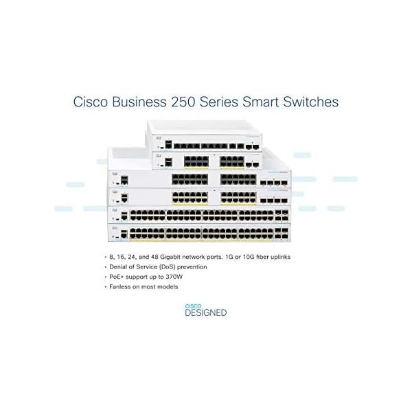 Cisco Business CBS250-24FP-4G Smart Switch | 24 Port GE | Full PoE | 4x1G SFP CBS250-24FP-4G-NA (Renewed)