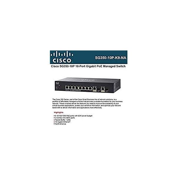 Cisco Systems SG350-10P-K9-NA SG350-10P 10-Port Gigabit PoE Managed Switch (Renewed)