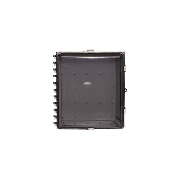 AccelTex Solutions 16x14x8 Polycarbonate Enclosure With Clear Door, Latch Lock And Cord Grip - network device enclosure - ATS-16148P-C-L-CG-BBP