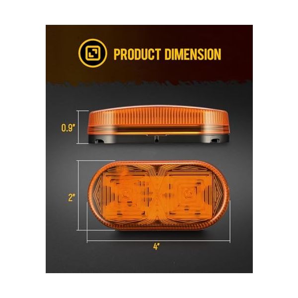 Partsam 14Pcs 4 Inch Rectangle LED Trailer RV Marker Clearance Lights, 18 LED Side Marker Lights for Tractor Truck Camper Motorhome, IP67 Waterproof, Surface Mount (7Amber+7Red)