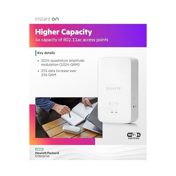 HPE Networking Instant On Access Point AP22D 2x2 WiFi 6 Indoor Wireless Access Point | Single-Room