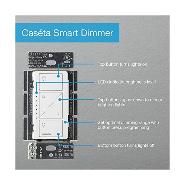 Lutron Caseta Deluxe Smart Dimmer Switch Kit