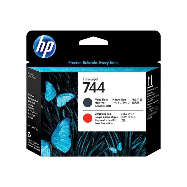 HP 744 Original Inkjet Printhead - Matte Black, Chromatic Red - 1 Pack - F9J88A