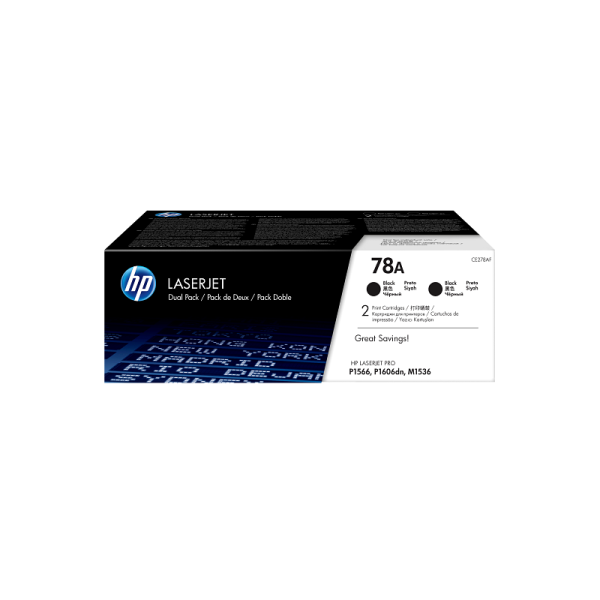 HP 78A 2-pack Black Original LaserJet Toner Cartridges (CE278AD)