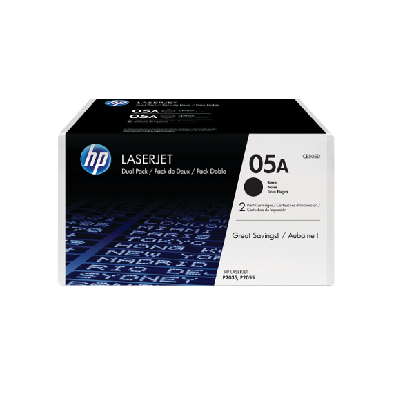 HP 05A 2-pack Black Original LaserJet Toner Cartridges (CE505D)
