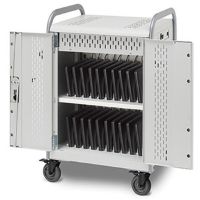 Bretford MDMLAP30BP-90D Pulse L Charging Cart for 30 Devices, w/Back Panel, w/90º outlets